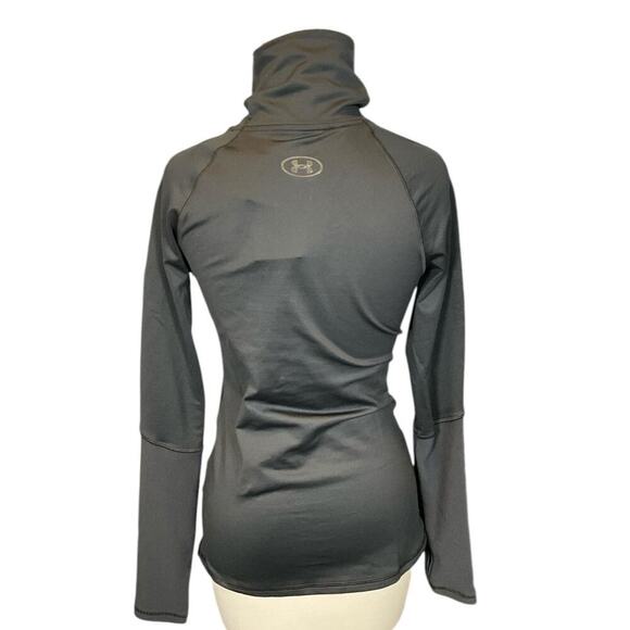 Under Armer Clearance Funnel Neck Womens Thumb Holes NWT XS Stretch Ribbed Sides - Picture 3 of 10